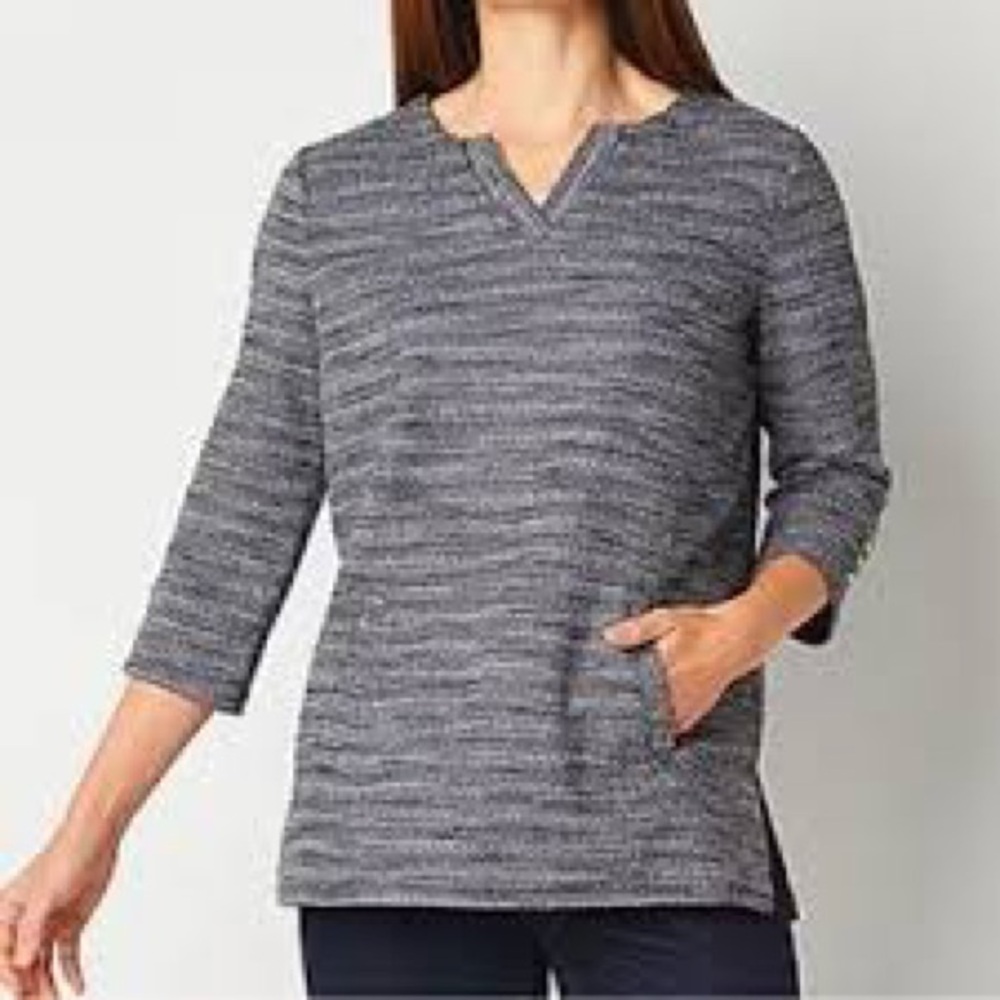 Liz Claiborne Heathered Blue and Gray XS Women’s Sweater 3/4 sleeve